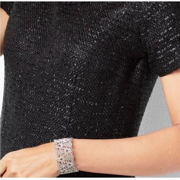 Talbots NWT Tweed Black Pearl Shift Dress Short Sleeve Size 14 - Picture 3 of 10